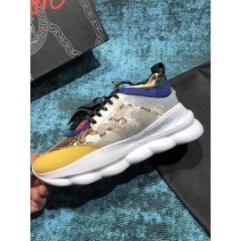 Versace New Leather Thick Soled Sneakers For Men And Women 