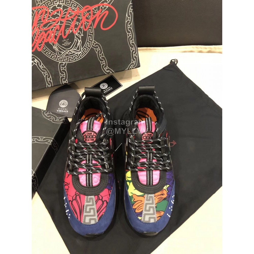 Versace Leather Thick Soled Sneakers For Men And Women Pink