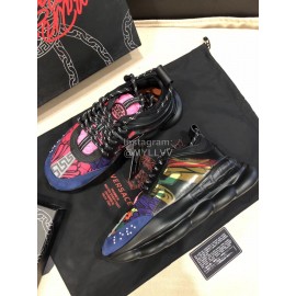 Versace Leather Thick Soled Sneakers For Men And Women Pink