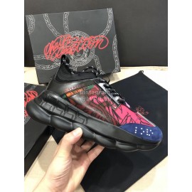 Versace Leather Thick Soled Sneakers For Men And Women Pink