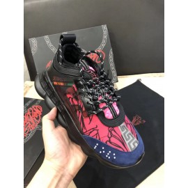 Versace Leather Thick Soled Sneakers For Men And Women Pink