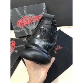 Versace Leather Thick Soled Sneakers For Men And Women Pink