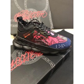 Versace Leather Thick Soled Sneakers For Men And Women Pink