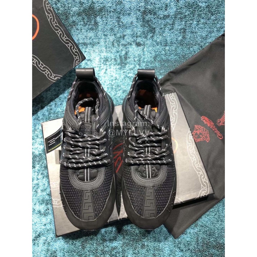 Versace Mesh Thick Soled Sneakers For Men And Women Black