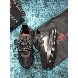 Versace Mesh Thick Soled Sneakers For Men And Women Black