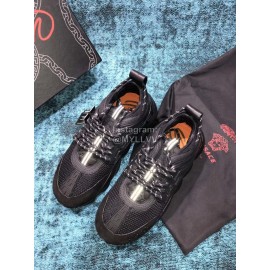 Versace Mesh Thick Soled Sneakers For Men And Women Black