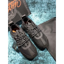 Versace Mesh Thick Soled Sneakers For Men And Women Black