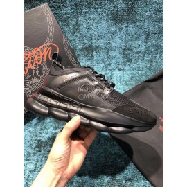 Versace Mesh Thick Soled Sneakers For Men And Women Black