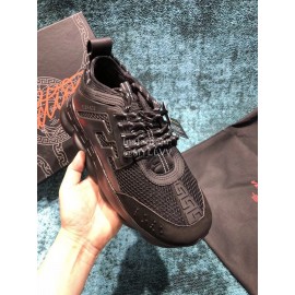 Versace Mesh Thick Soled Sneakers For Men And Women Black