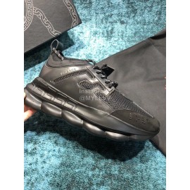 Versace Mesh Thick Soled Sneakers For Men And Women Black