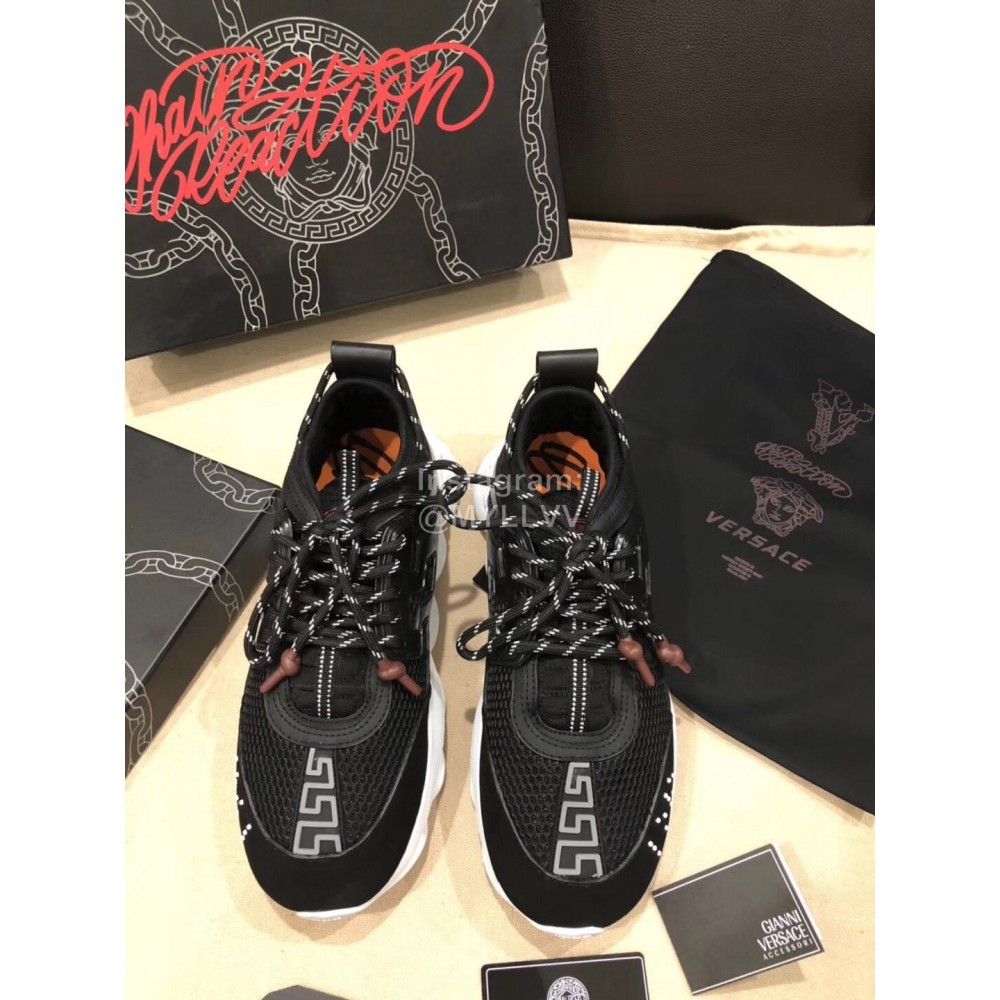 Versace Thick Soled Mesh Sneakers For Men And Women Black