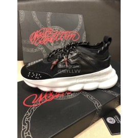 Versace Thick Soled Mesh Sneakers For Men And Women Black