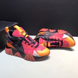 Versace Leather Mesh Thick Soled Sneakers For Men And Women Red