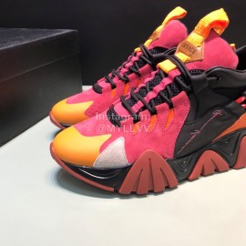 Versace Leather Mesh Thick Soled Sneakers For Men And Women Red