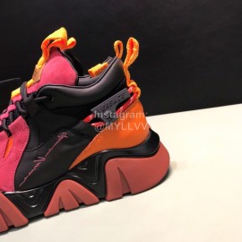 Versace Leather Mesh Thick Soled Sneakers For Men And Women Red