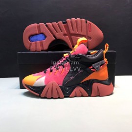 Versace Leather Mesh Thick Soled Sneakers For Men And Women Red