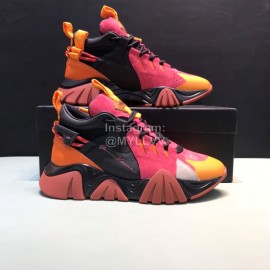 Versace Leather Mesh Thick Soled Sneakers For Men And Women Red