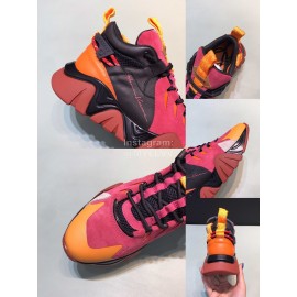 Versace Leather Mesh Thick Soled Sneakers For Men And Women Red