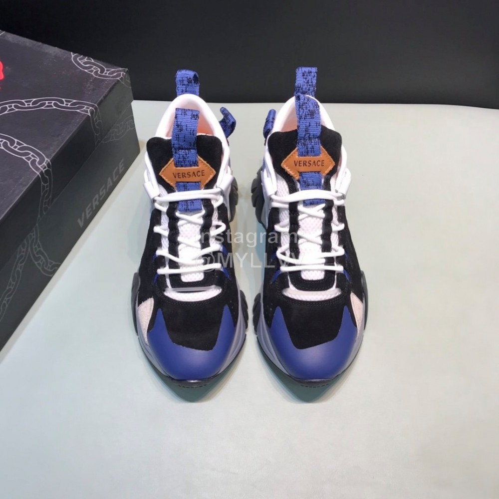 Versace Leather Mesh Thick Soled Sneakers For Men And Women 