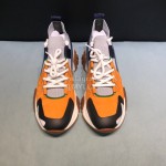 Versace Leather Mesh Thick Soled Sneakers For Men And Women Orange