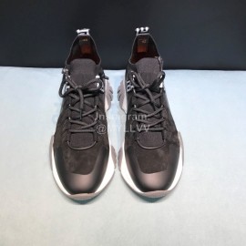 Versace Leather Mesh Thick Soled Sneakers For Men And Women Black