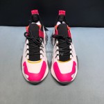 Versace Leather Mesh Thick Soled Sneakers For Men And Women Rose Red