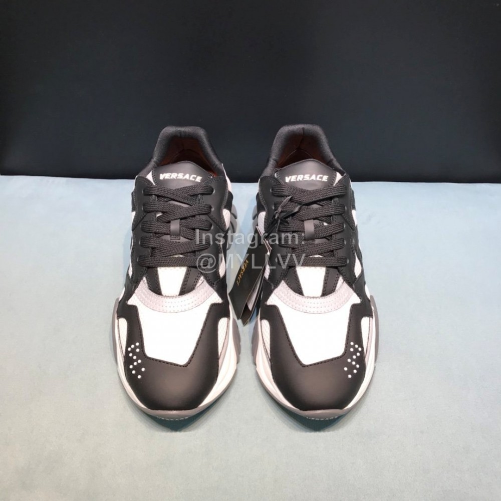 Versace Mesh Leather Thick Soled Sneakers For Men And Women 