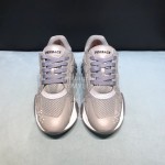 Versace Leather Mesh Thick Soled Sneakers For Men And Women Gray