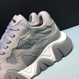 Versace Leather Mesh Thick Soled Sneakers For Men And Women Gray