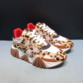 Versace Cowhide Mesh Thick Soled Sneakers For Men And Women Brown