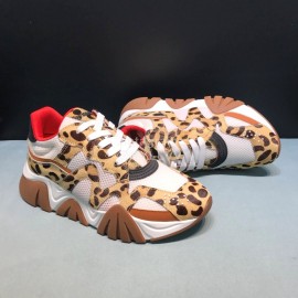 Versace Cowhide Mesh Thick Soled Sneakers For Men And Women Brown