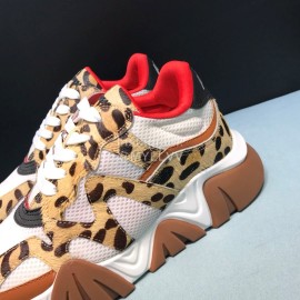 Versace Cowhide Mesh Thick Soled Sneakers For Men And Women Brown