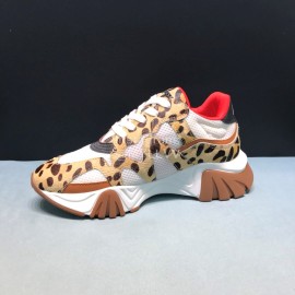 Versace Cowhide Mesh Thick Soled Sneakers For Men And Women Brown