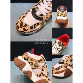 Versace Cowhide Mesh Thick Soled Sneakers For Men And Women Brown