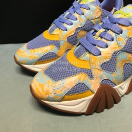 Versace Cowhide Mesh Thick Soled Sneakers For Men And Women Purple