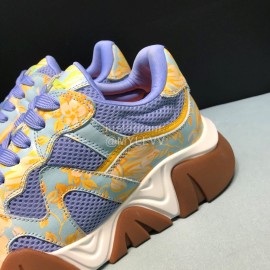 Versace Cowhide Mesh Thick Soled Sneakers For Men And Women Purple