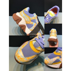 Versace Cowhide Mesh Thick Soled Sneakers For Men And Women Purple