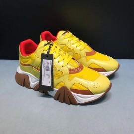 Versace Cowhide Mesh Thick Soled Sneakers For Men And Women Yellow