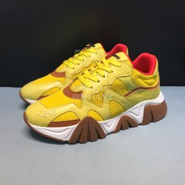 Versace Cowhide Mesh Thick Soled Sneakers For Men And Women Yellow
