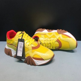 Versace Cowhide Mesh Thick Soled Sneakers For Men And Women Yellow