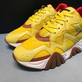 Versace Cowhide Mesh Thick Soled Sneakers For Men And Women Yellow