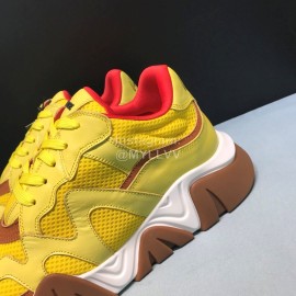 Versace Cowhide Mesh Thick Soled Sneakers For Men And Women Yellow