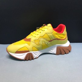 Versace Cowhide Mesh Thick Soled Sneakers For Men And Women Yellow