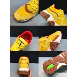 Versace Cowhide Mesh Thick Soled Sneakers For Men And Women Yellow