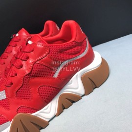 Versace Cowhide Mesh Thick Soled Sneakers For Men And Women Red