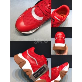 Versace Cowhide Mesh Thick Soled Sneakers For Men And Women Red