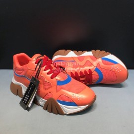 Versace Cowhide Mesh Thick Soled Sneakers For Men And Women Orange