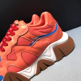 Versace Cowhide Mesh Thick Soled Sneakers For Men And Women Orange
