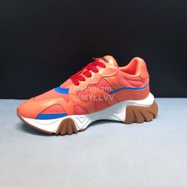 Versace Cowhide Mesh Thick Soled Sneakers For Men And Women Orange