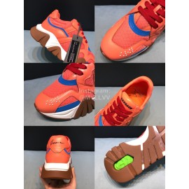 Versace Cowhide Mesh Thick Soled Sneakers For Men And Women Orange
